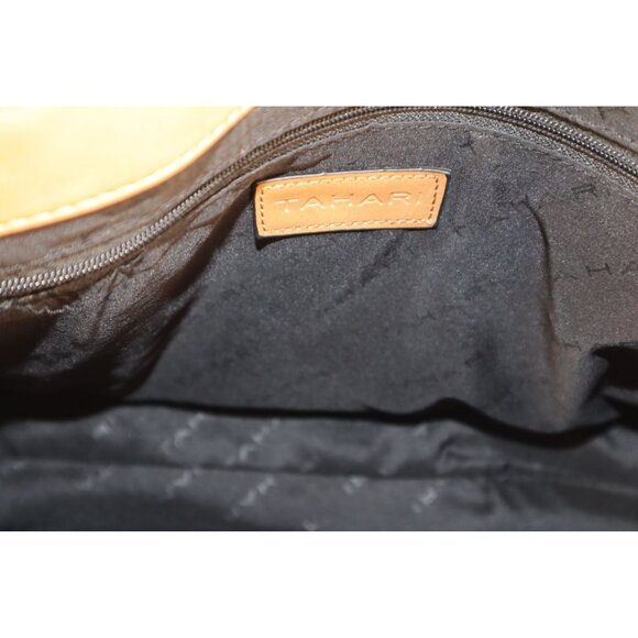 Tahari Brown & Tan‎ Striped Tote Bag with Dual Handles & Adjustable - Picture 8 of 9